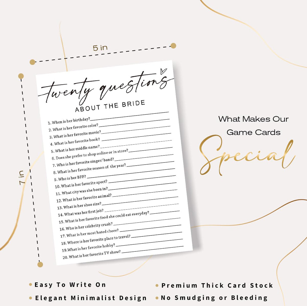 Wybgno twenty questions bride cardset captures fun for engagement party memories