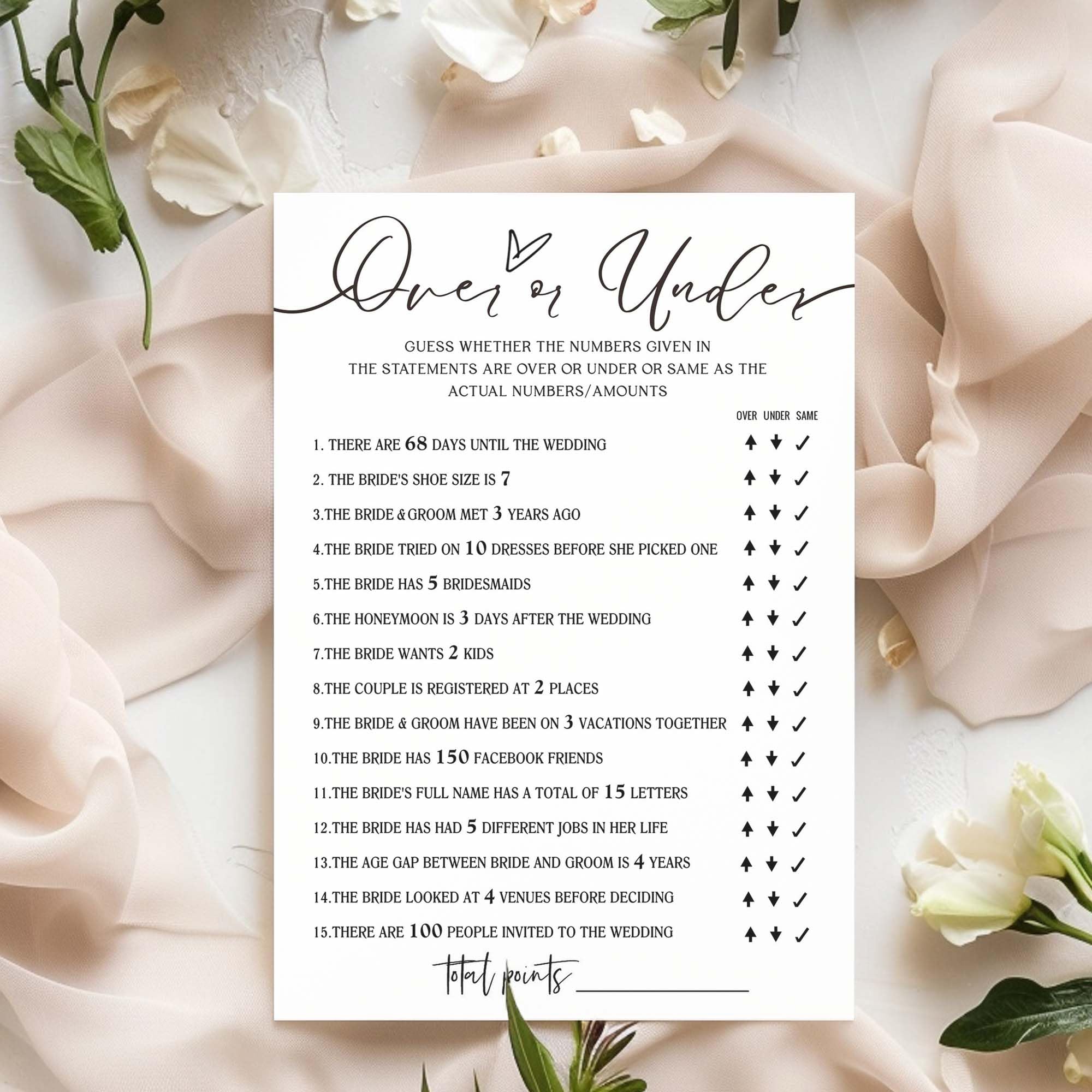 Wybgno wedding games cards with coated paper for durability