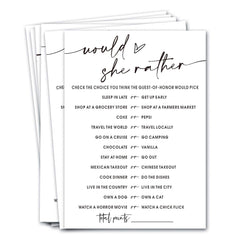 Wybgno wedding games cards pack front - minimalist white design for a chic bridal shower.