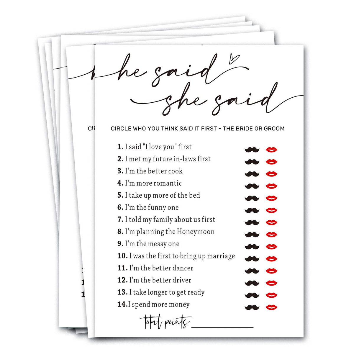 Wybgno wedding shower games cards with minimalist white design for easy writing.