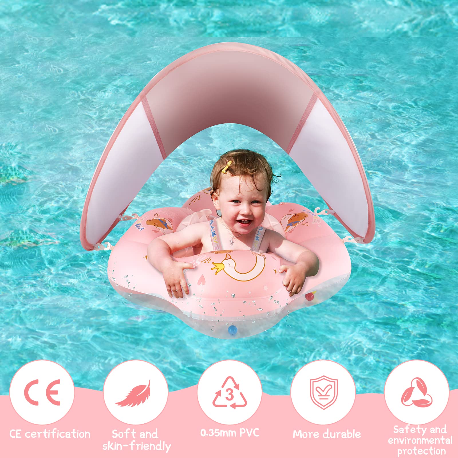 WYRIAZA float uses 0.35mm thick material for durable, long-lasting use.