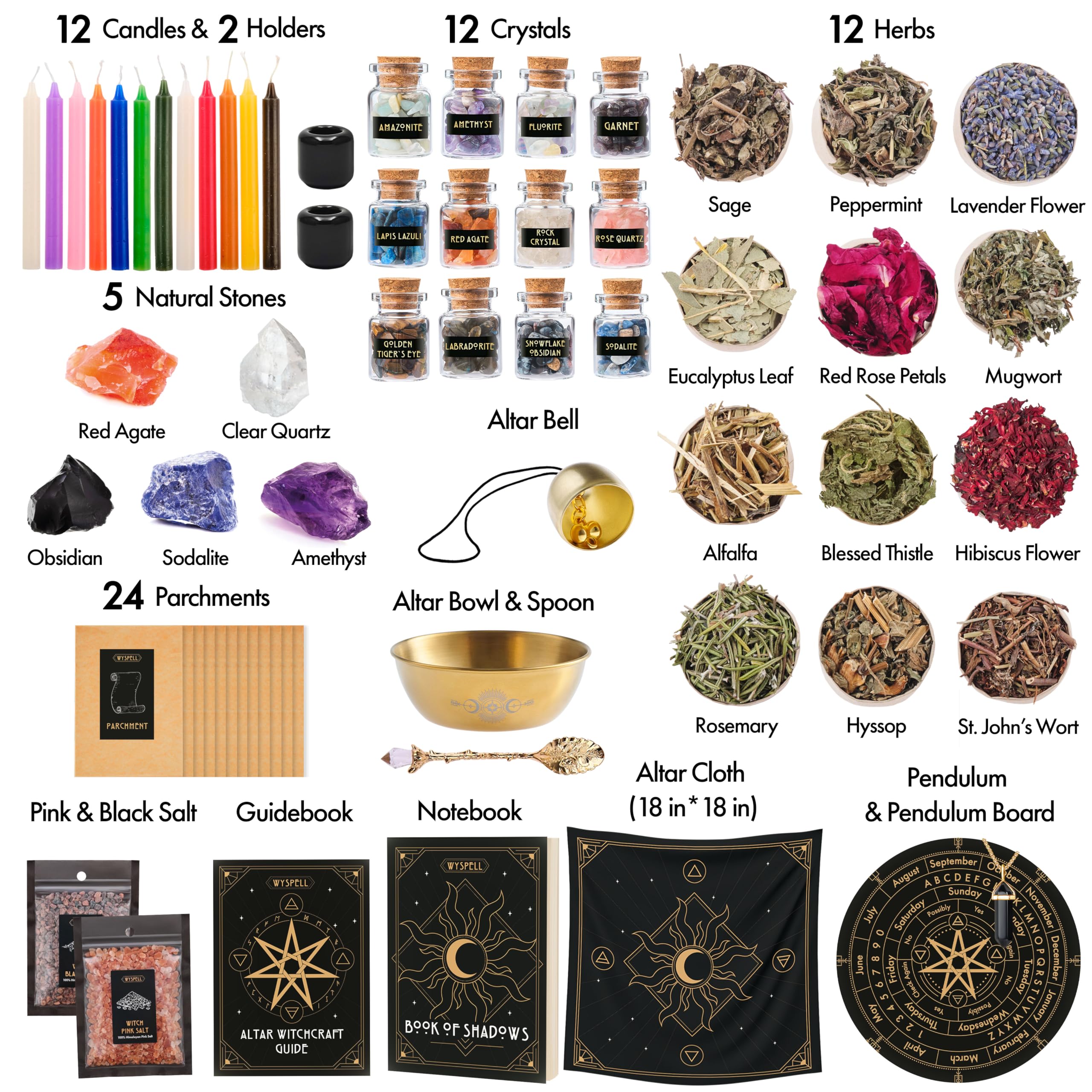 Wyspell 12 crystals for beginners to support focused spell work
