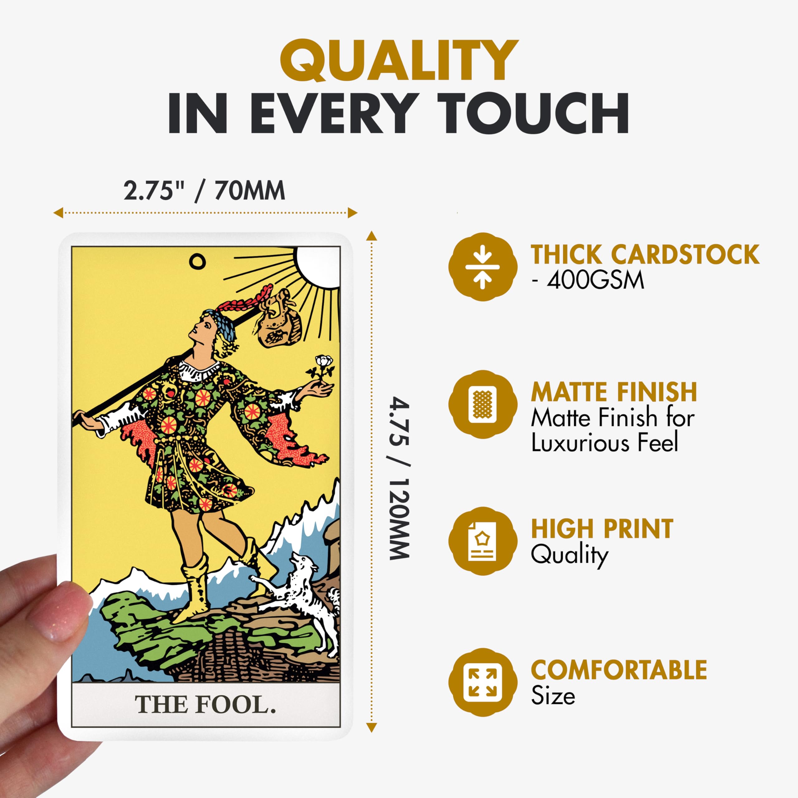Wyspell Classic Tarot Cards shuffling with matte finish feels smooth and durable