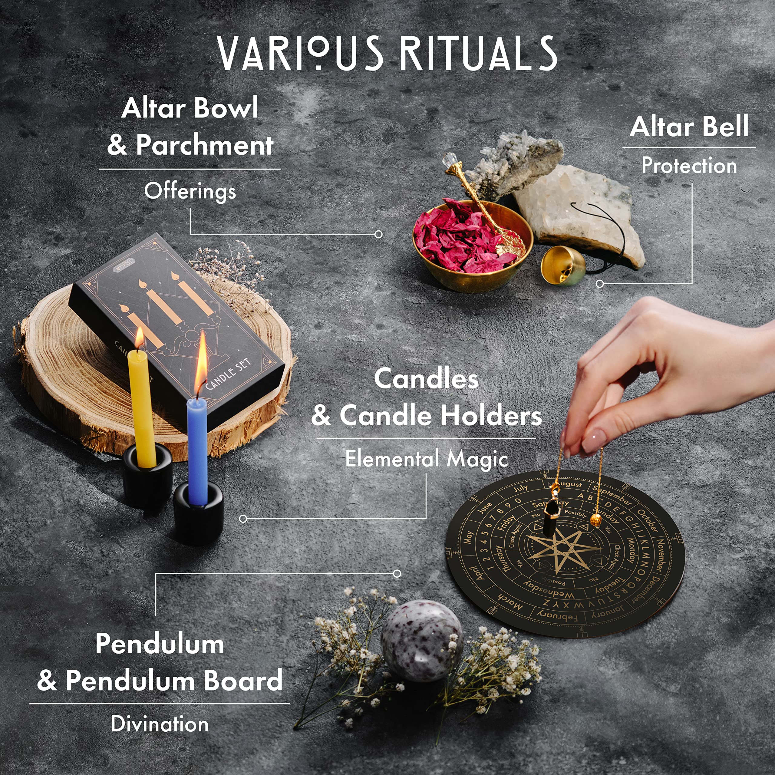 Wyspell obsidian pendulum and board for divination-inspired practice sessions