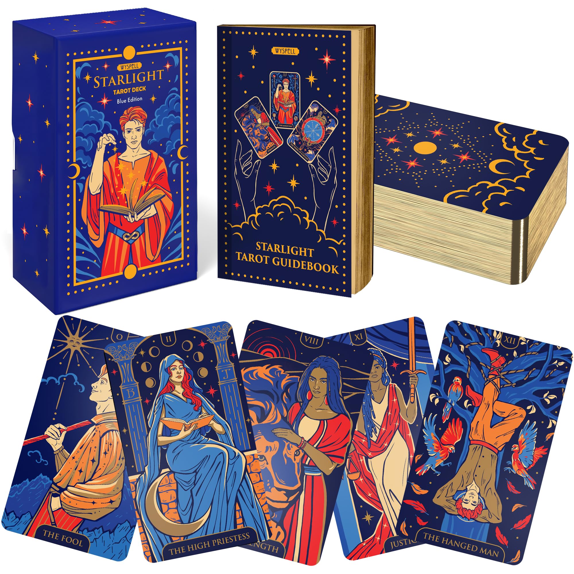 Wyspell Starlight Tarot blue-edged cards deliver premium feel for daily readings.