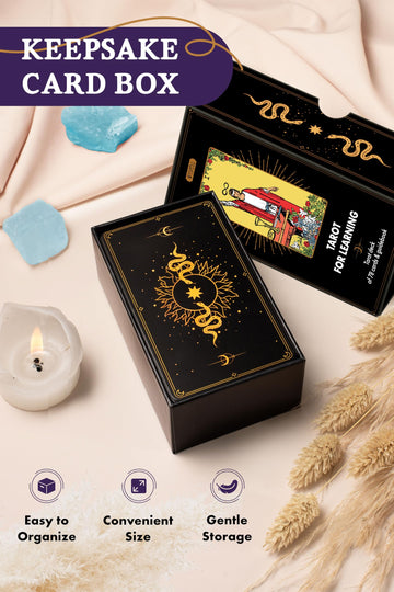 Wyspell Tarot deck closed box keeps cards protected and portable.