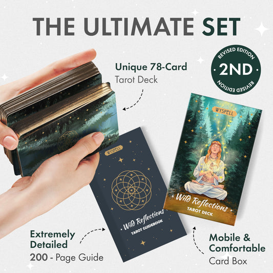Wyspell Wild Reflections card spread with symbolic imagery for intuitive reading
