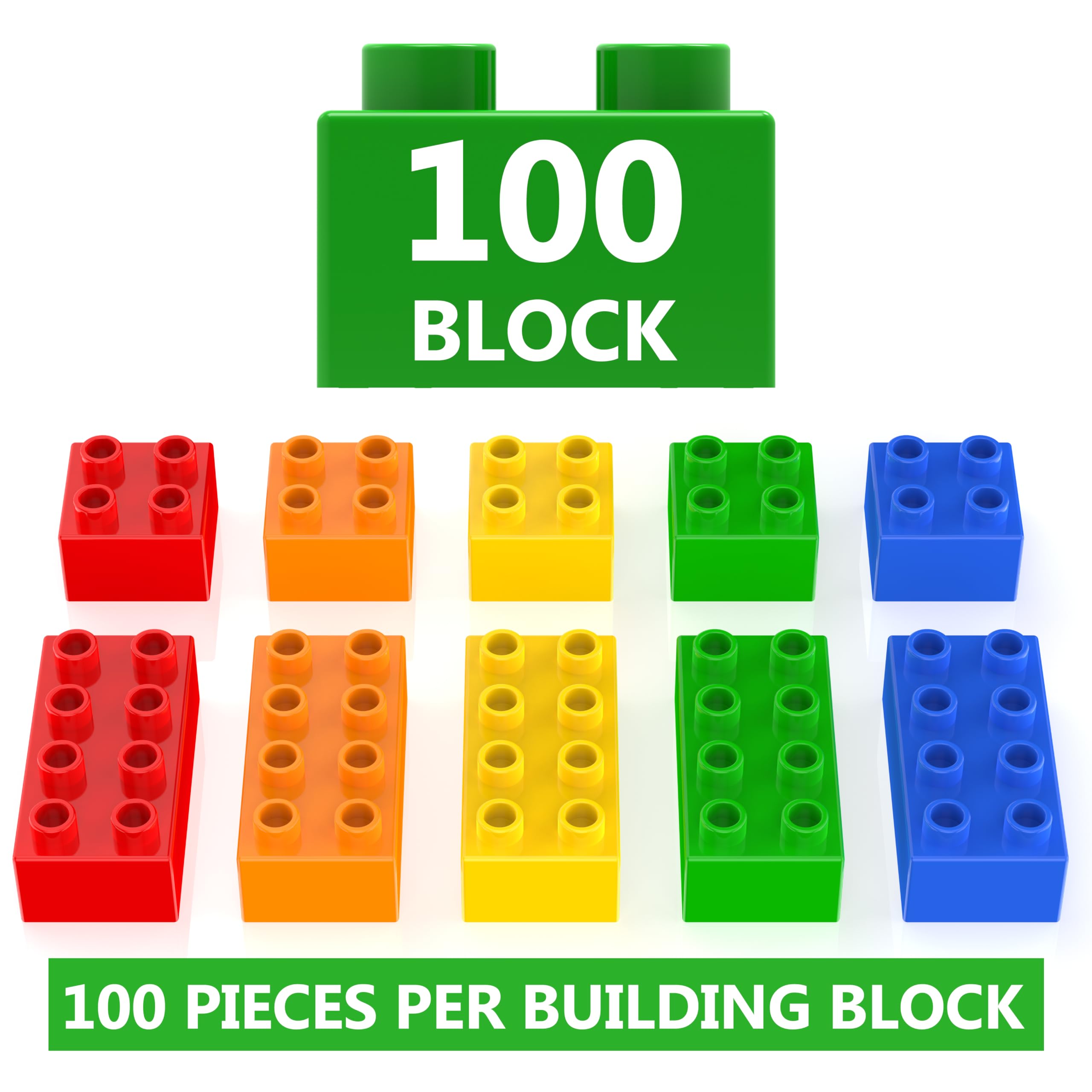WYSWYG 2x4 blocks in bright colors enabling sturdy, creative structures.