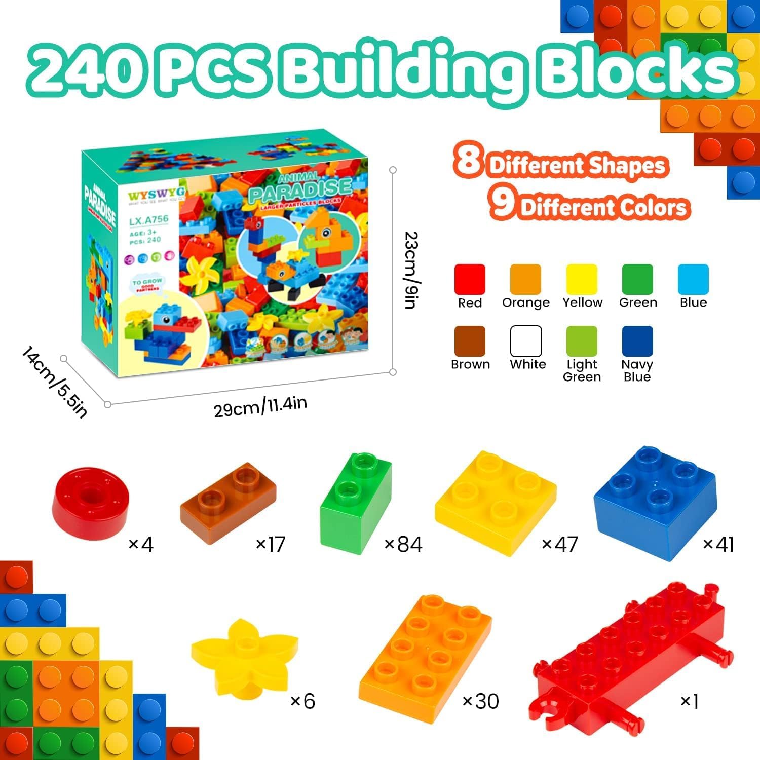 WYSWYG large-creative-bricks-pack encourages imaginative building for kids ages 3 and up.