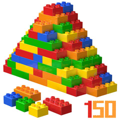 WYSWYG large brick set with 150 pieces in five colors for creative play.