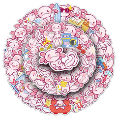 Wyyeleswm Axolotl stickers collection, 50pc, vibrant designs for teen crafts.