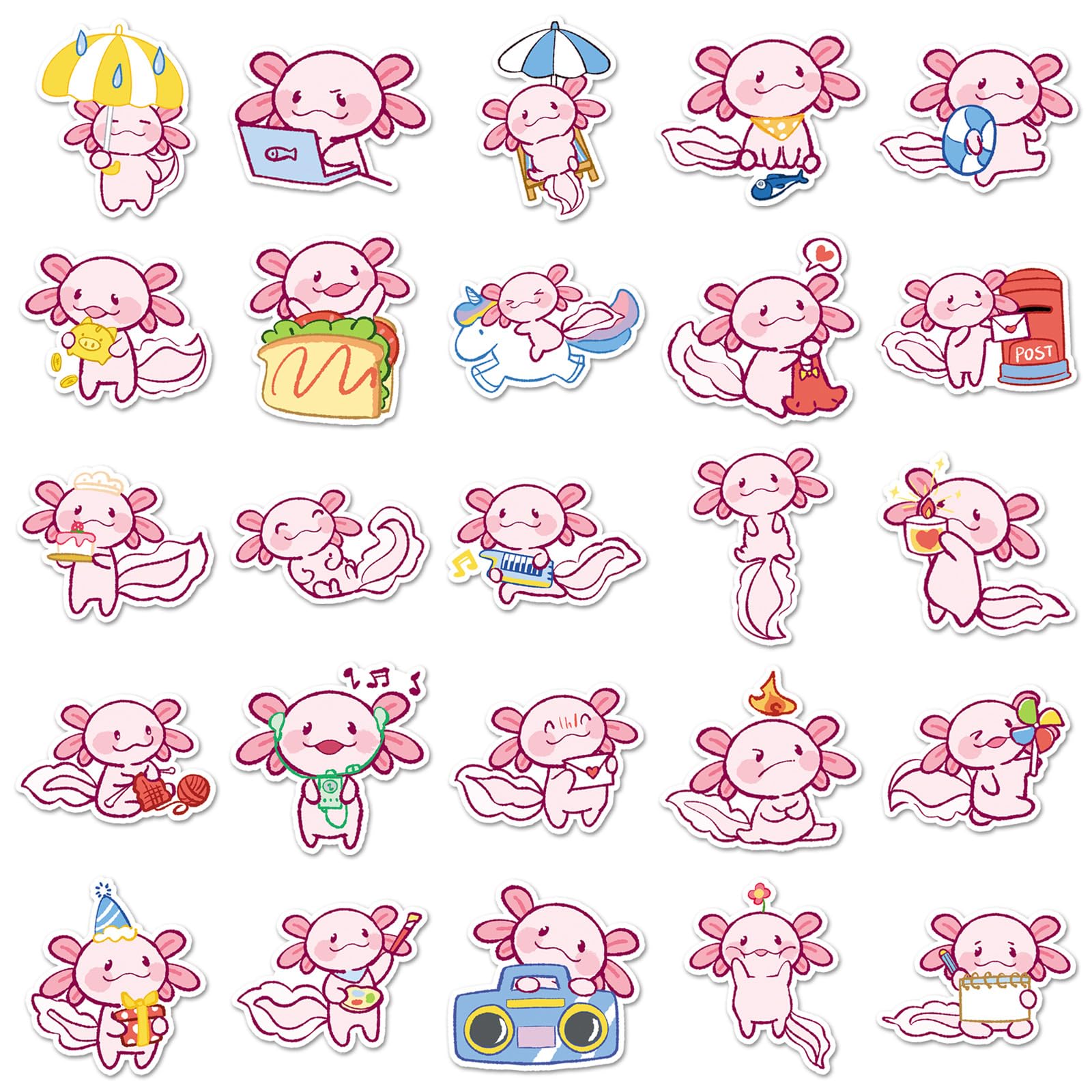 Wyyeleswm Axolotl stickers on a phone for quick customization.
