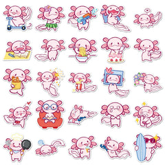Wyyeleswm Axolotl stickers outdoors with waterproof durability.