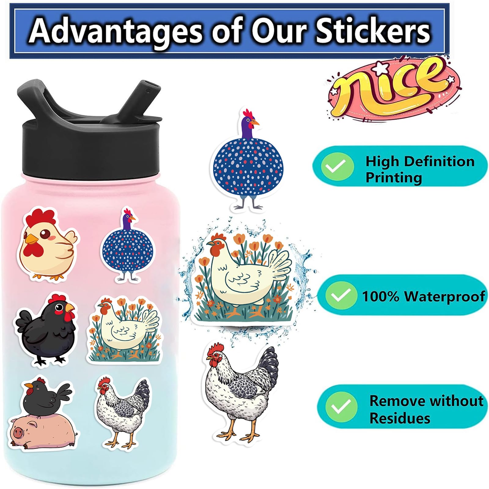 Wyyeleswm chicken stickers on car bumper weatherproof and removable.
