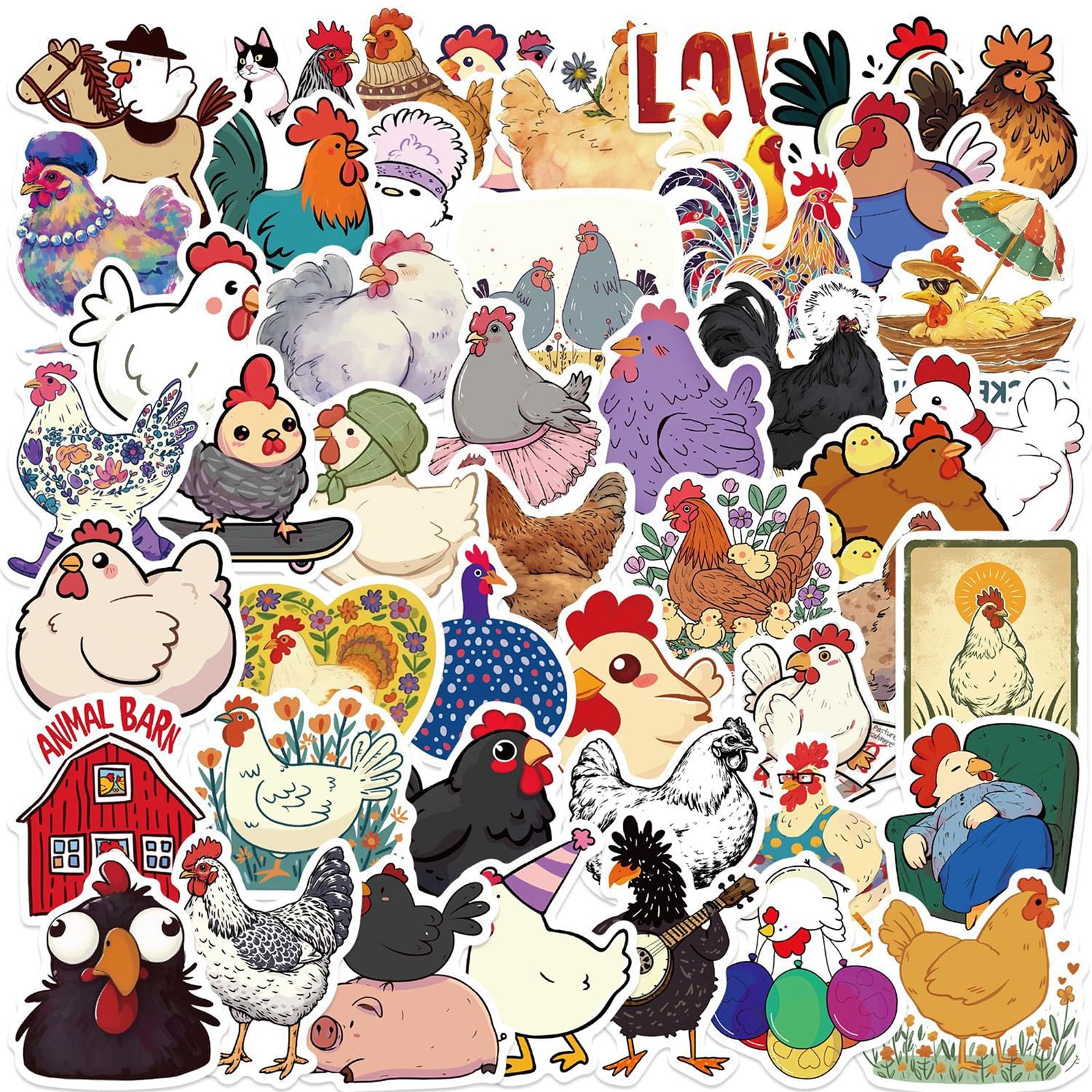 Wyyeleswm chicken stickers on guitar vivid and easy to apply.