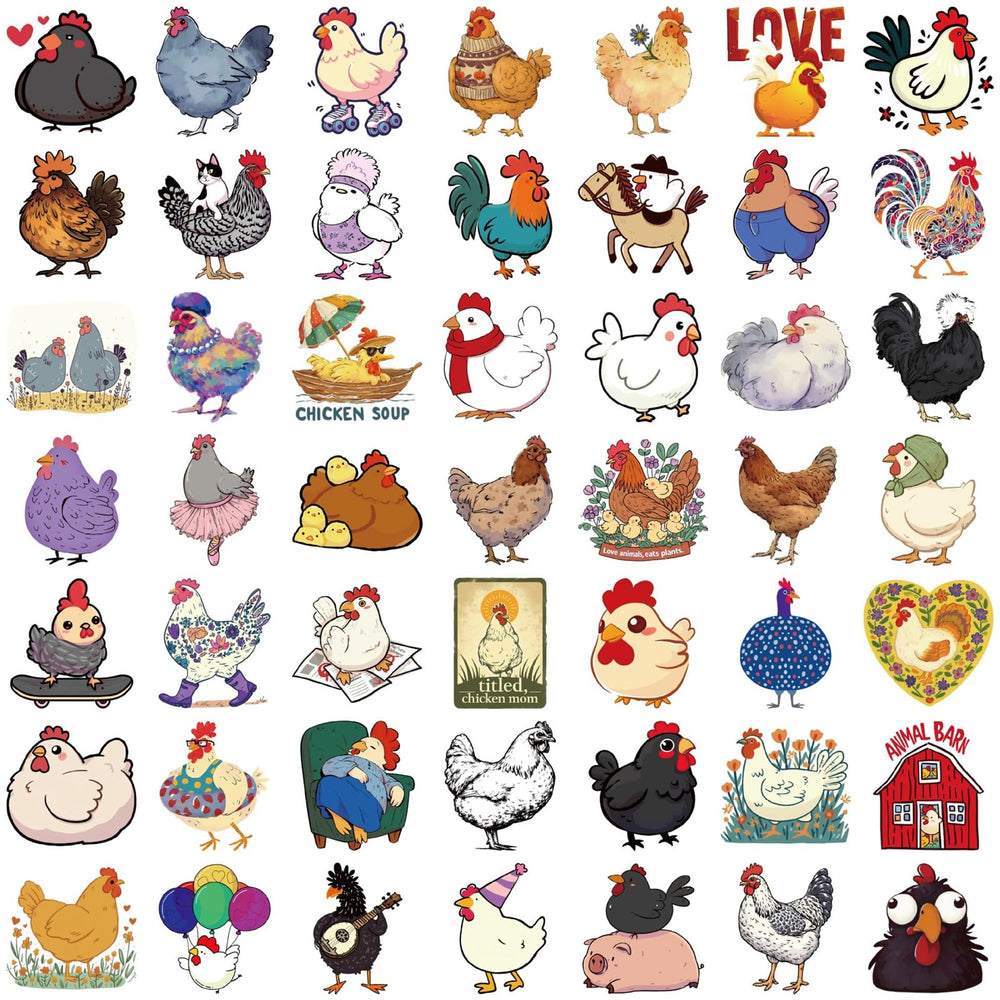 Wyyeleswm chicken stickers on skateboard weatherproof and vibrant.