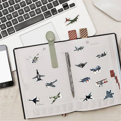 Wyyeleswm fighter plane stickers on skateboard boost personality and grip visibility.