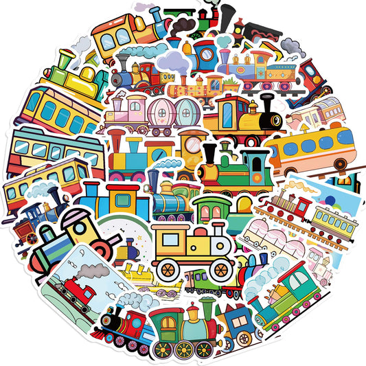 Wyyeleswm train stickers on a laptop add colorful, kid-friendly flair.
