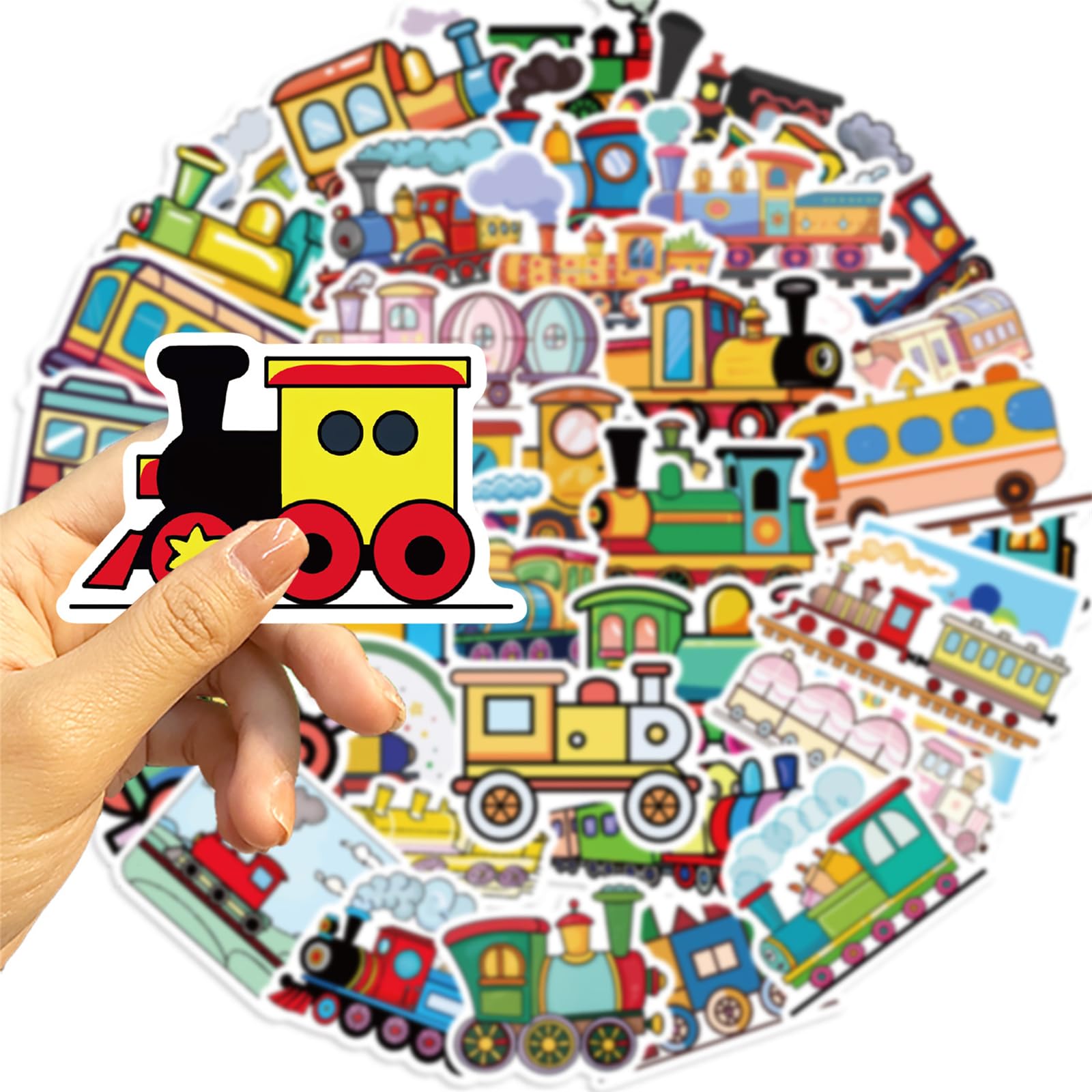 Wyyeleswm train stickers on luggage are travel-ready and waterproof for adventures.