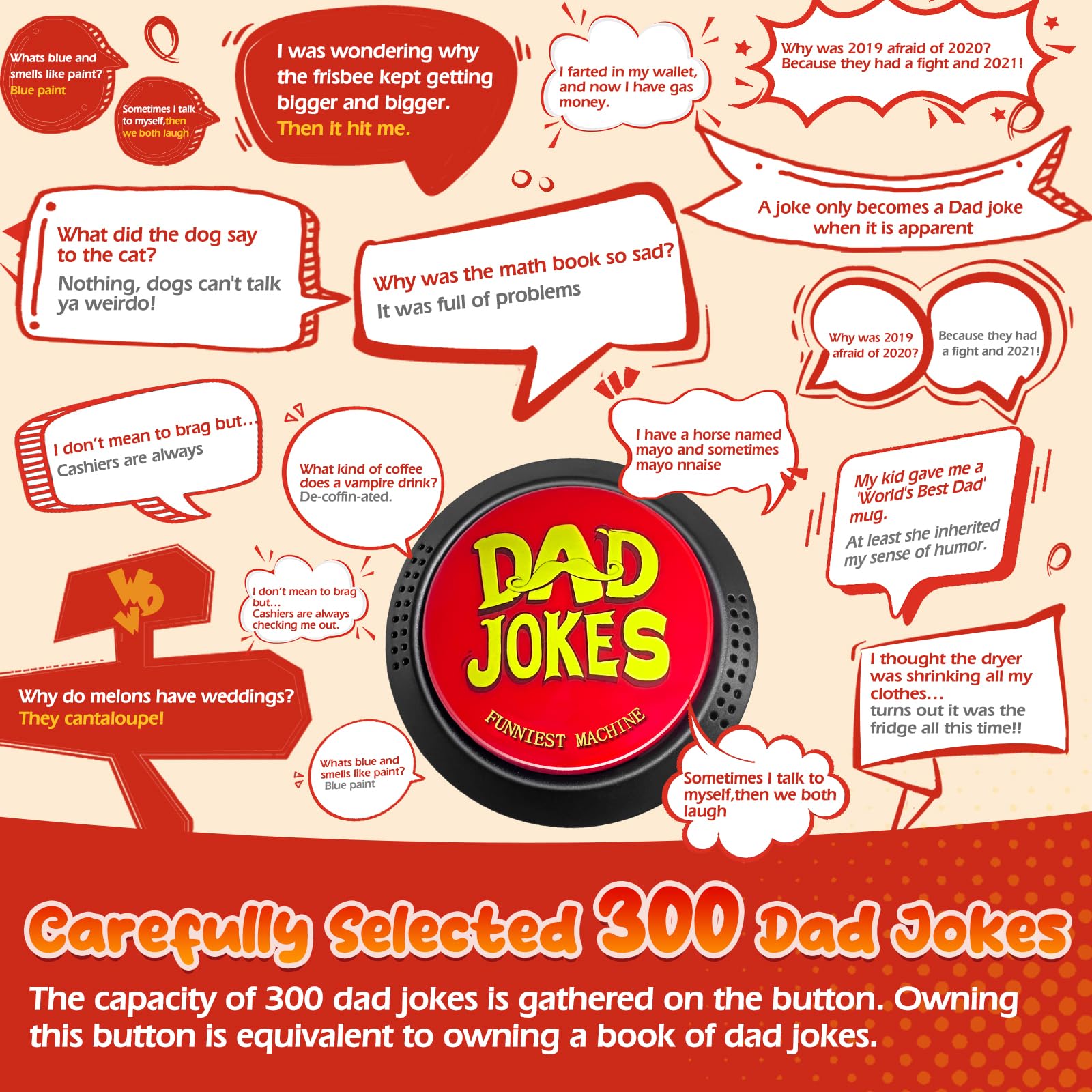 WYZOID Dad Jokes Library cover shows 300 jokes in one handy device