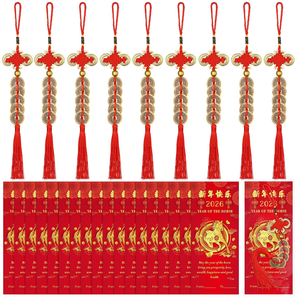 WZSTNBLA lucky coin pendant with Chinese knot for festive blessings