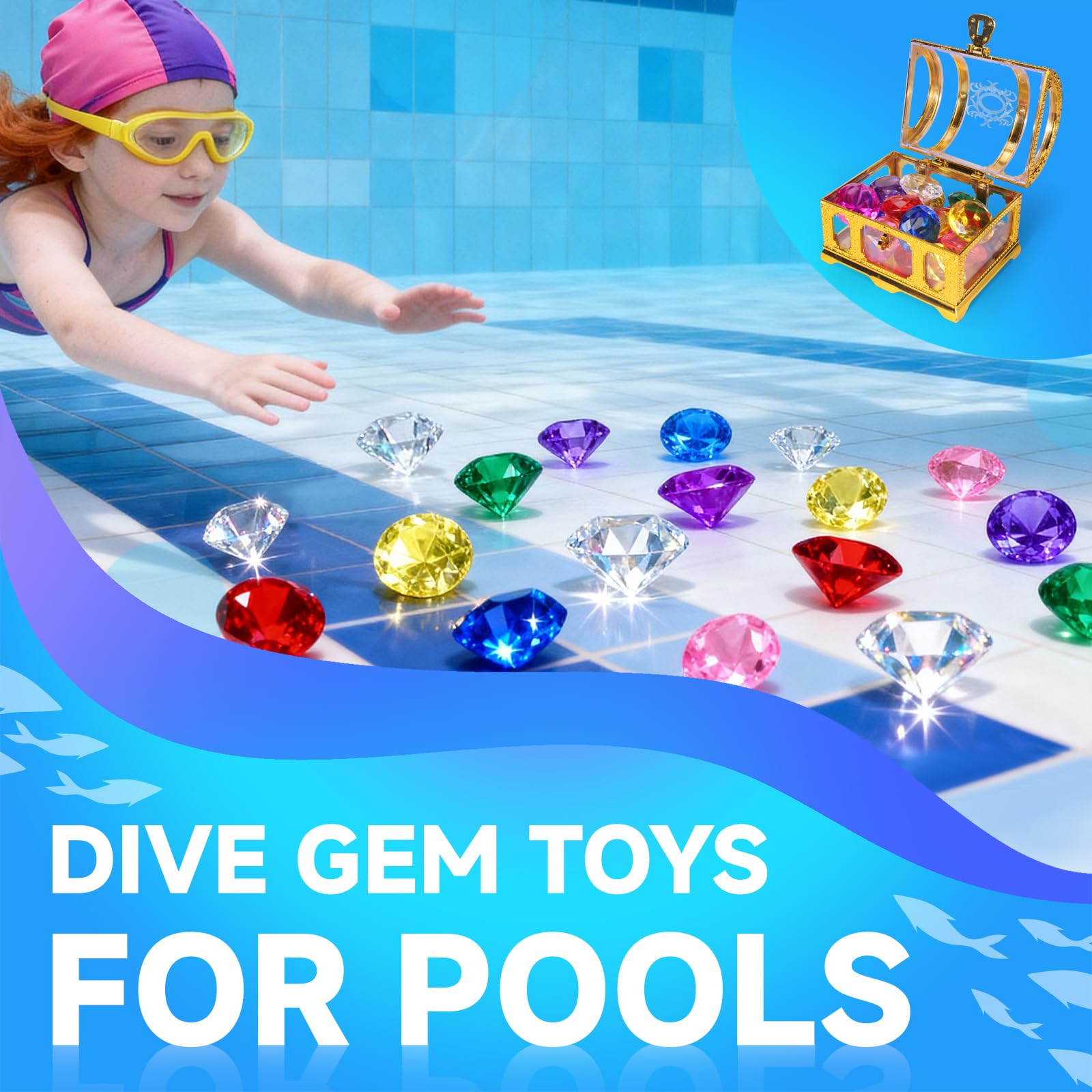 WZXJZTCY treasure chest set sinks smoothly for engaging underwater treasure hunts.