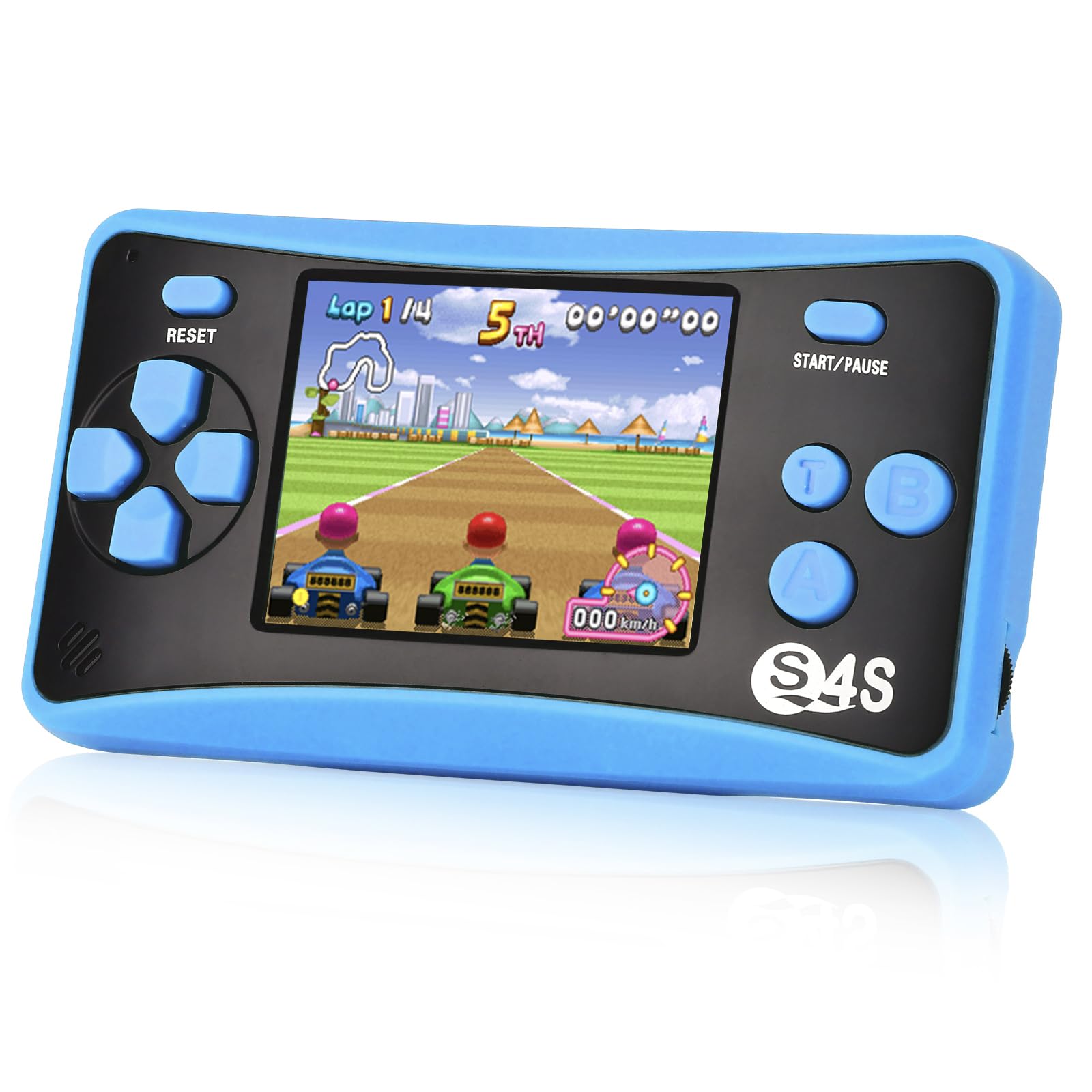X-JOYKIDS handheld game in blue front view, ideal portable entertainment for kids on the go.