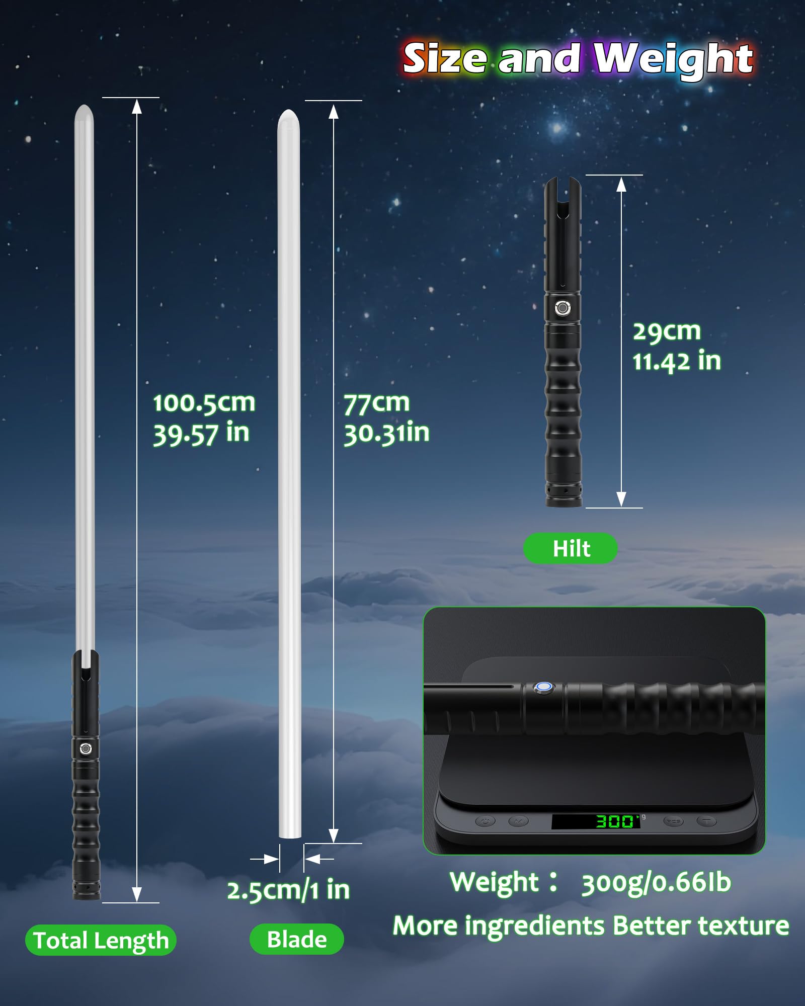 X-TREXSABER RGB light fx with 12 colors for dynamic stage battles.