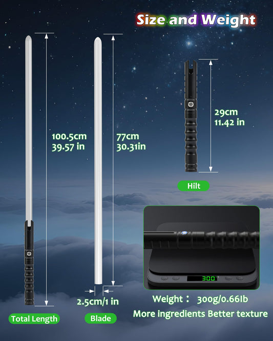 X-TREXSABER RGB light fx with 12 colors for dynamic stage battles.