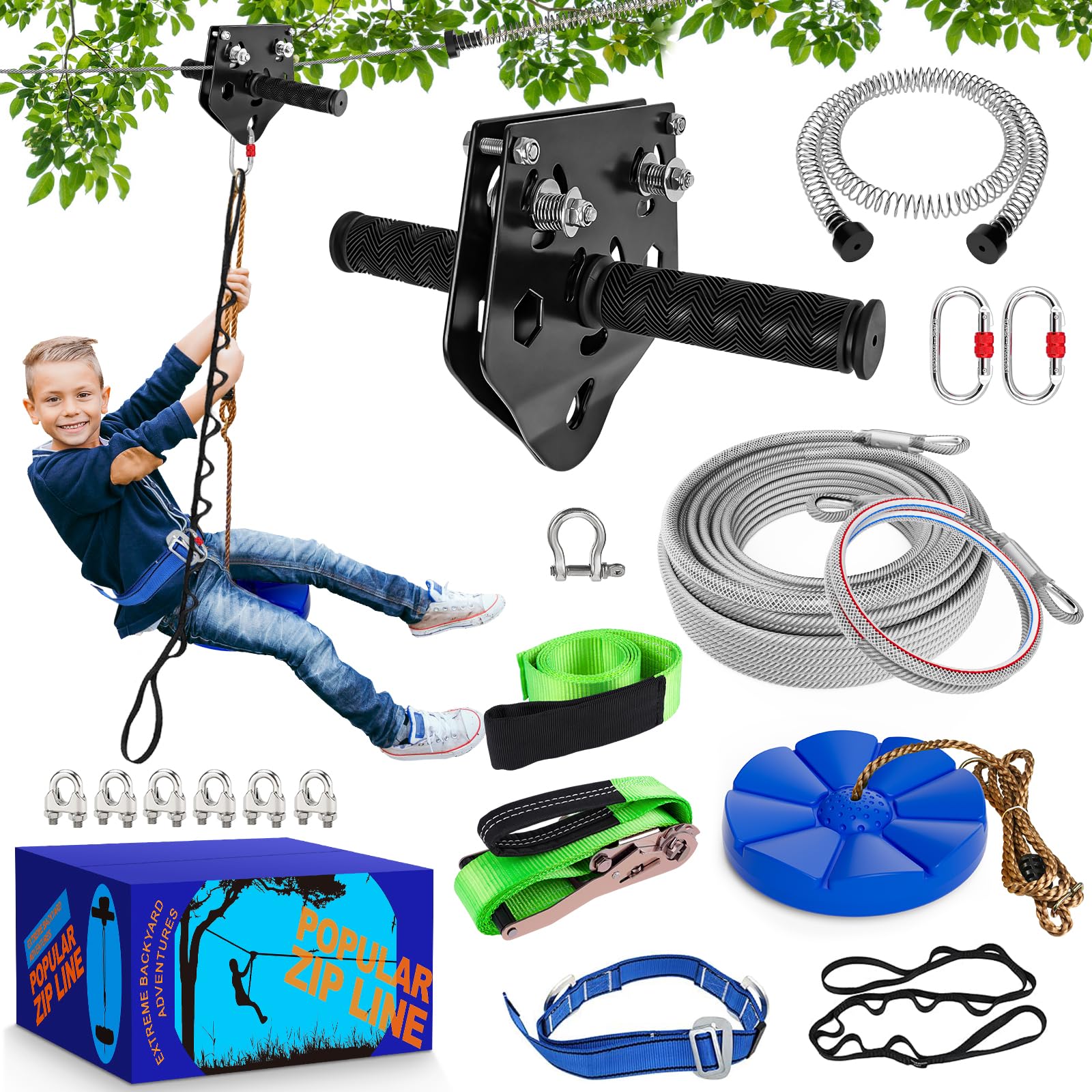 X XBEN zipline removable trolley for easy starting and smooth glide.