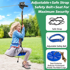 X XBEN zipline stainless steel cable supports up to 500 pounds.