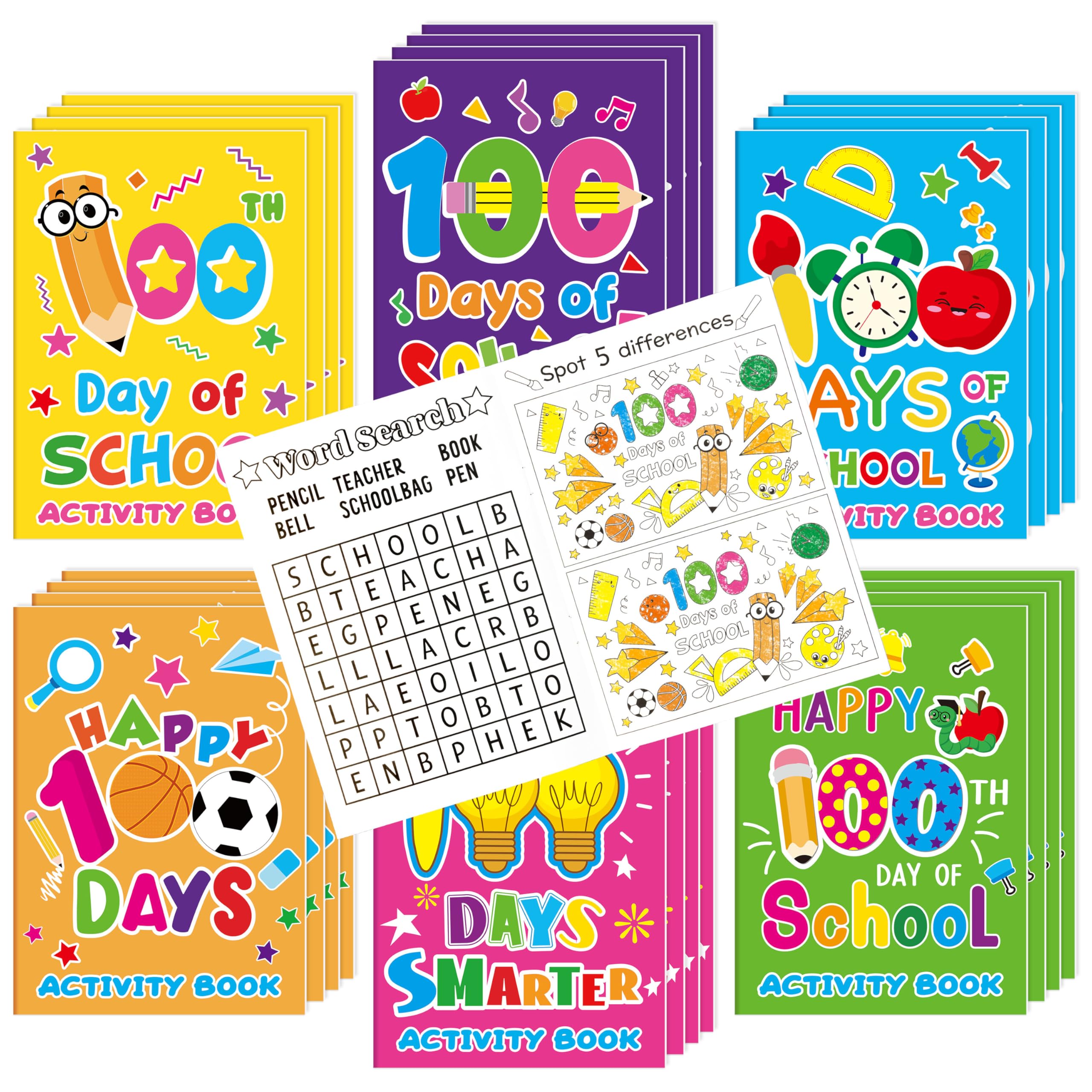 X1zuue 100th Day collection cover showing colorful activity books for classrooms