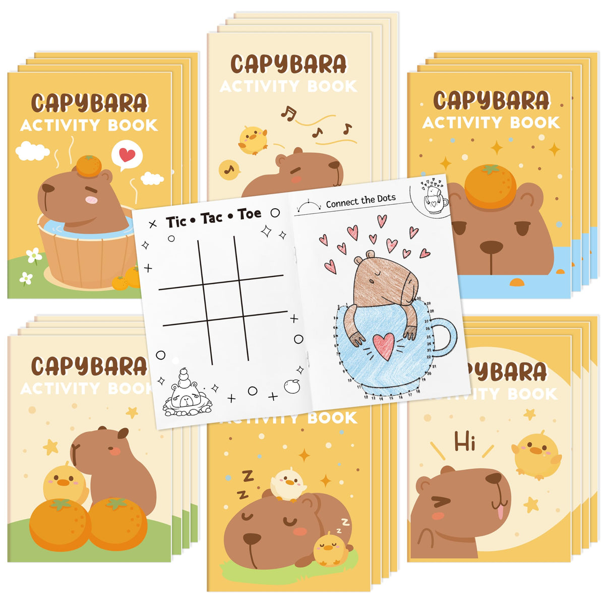 X1zuue Capybara activity book cover with adorable characters, ideal for party favors.