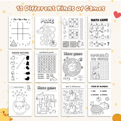 X1zuue Capybara activity book game layouts showcase 12 engaging activities for kids.