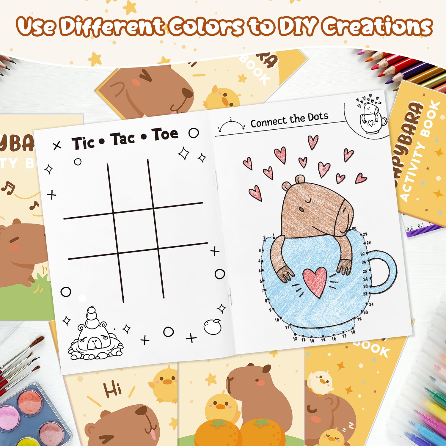 X1zuue Capybara activity book portable 7x5 inch pages for easy travel.