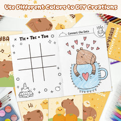 X1zuue Capybara activity book portable 7x5 inch pages for easy travel.