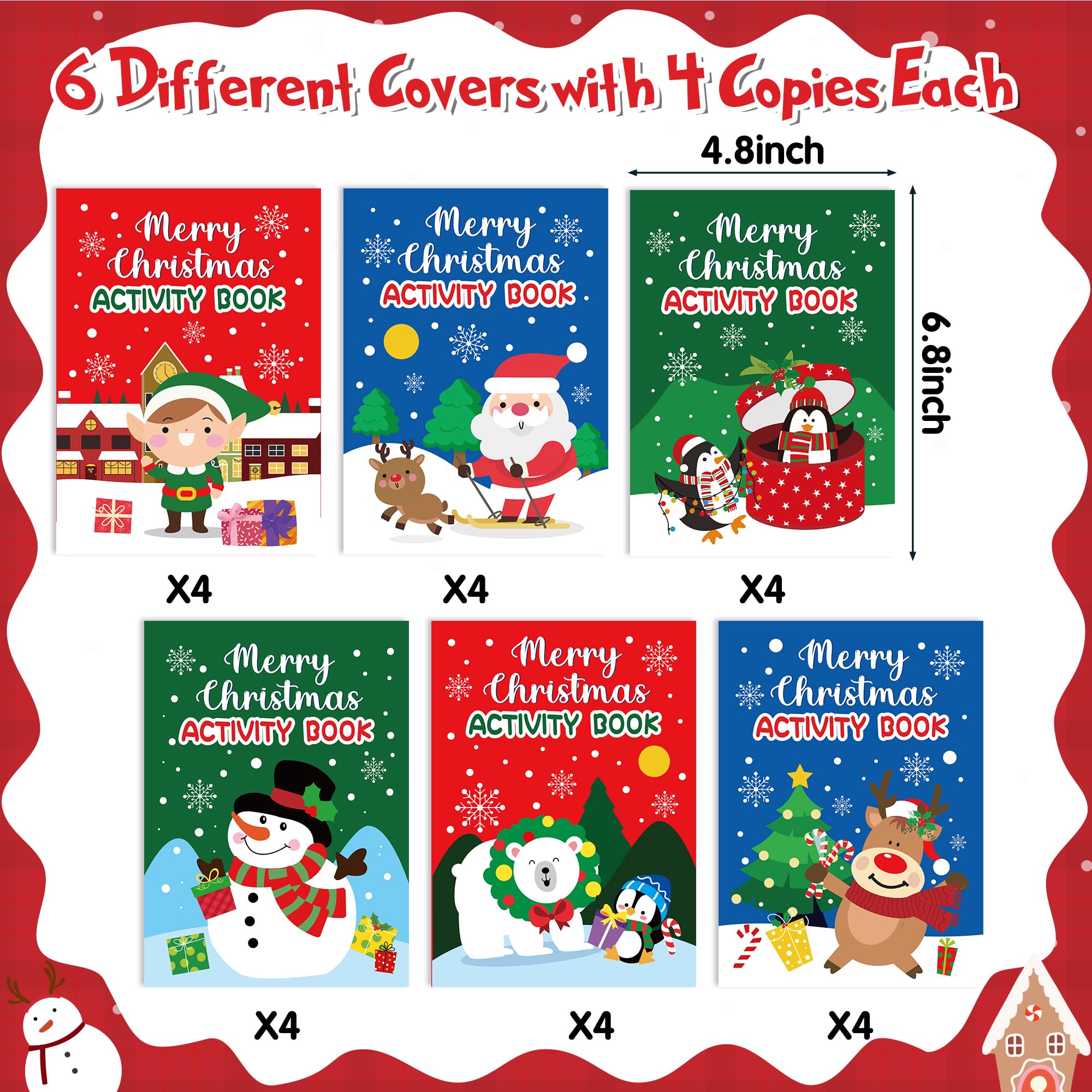 X1zuue Christmas activity book featuring Santa design for festive coloring and learning.