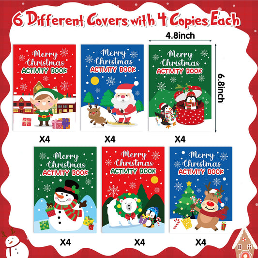 X1zuue Christmas activity book featuring Santa design for festive coloring and learning.