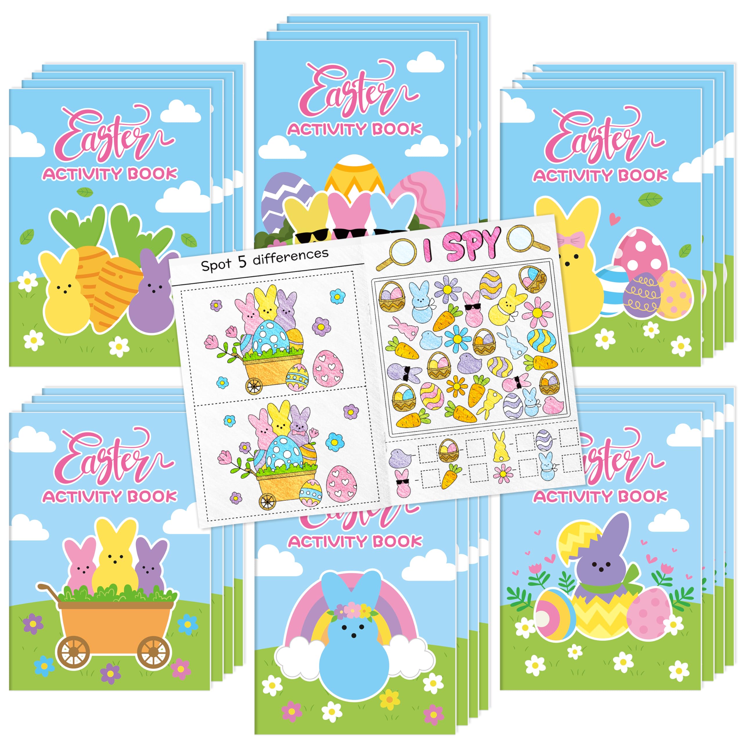 X1zuue Easter Bunny activity books cover with bright bunny art for kids