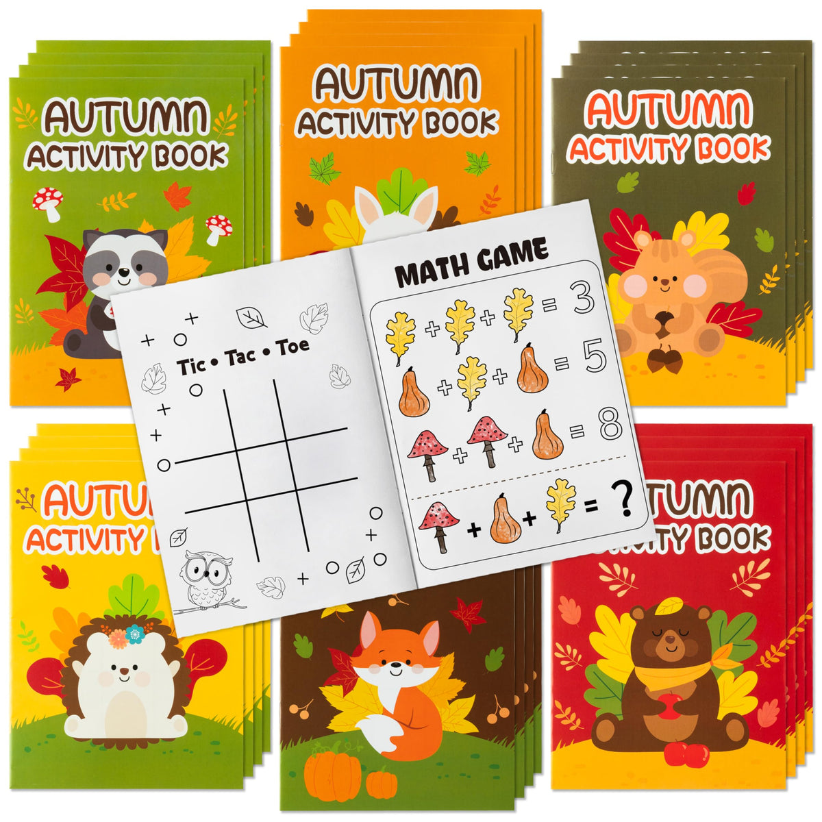 X1zuue Fall Animal Activity Books cover, inviting autumn-themed fun for kids.