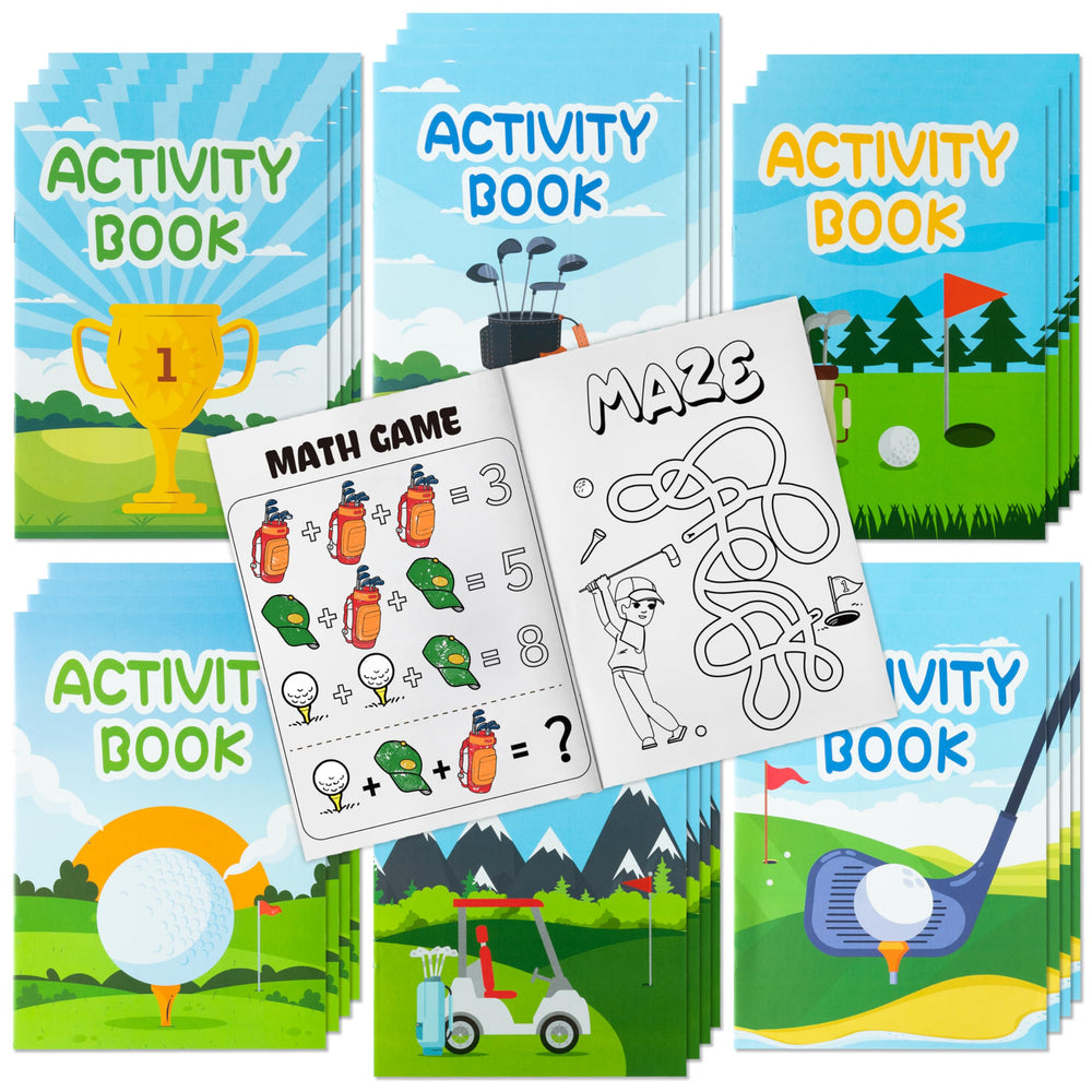 X1zuue golf activity books kit cover showing compact, portable fun for kids