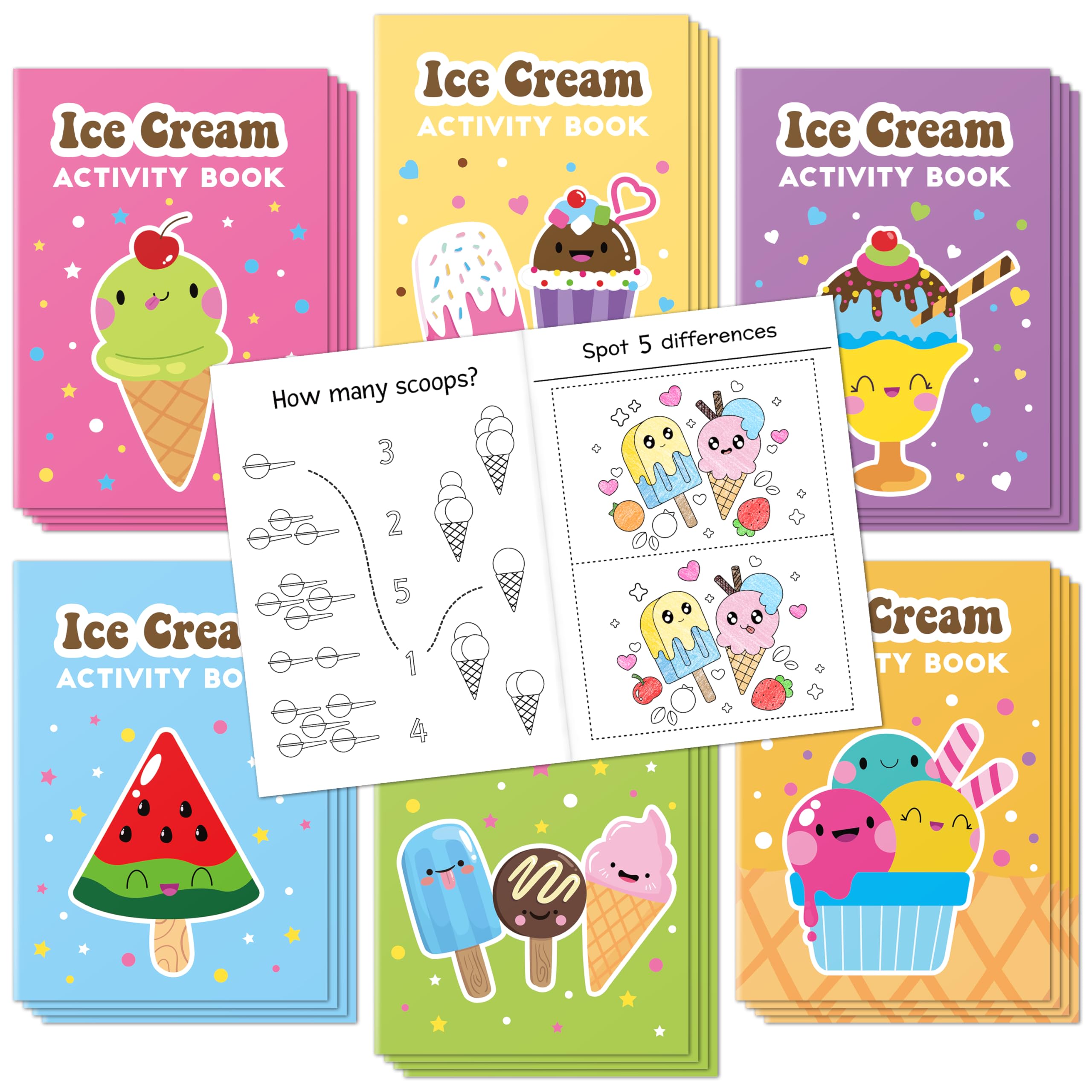 X1zuue ice cream activity book cover designs showing vibrant summer themes for kids