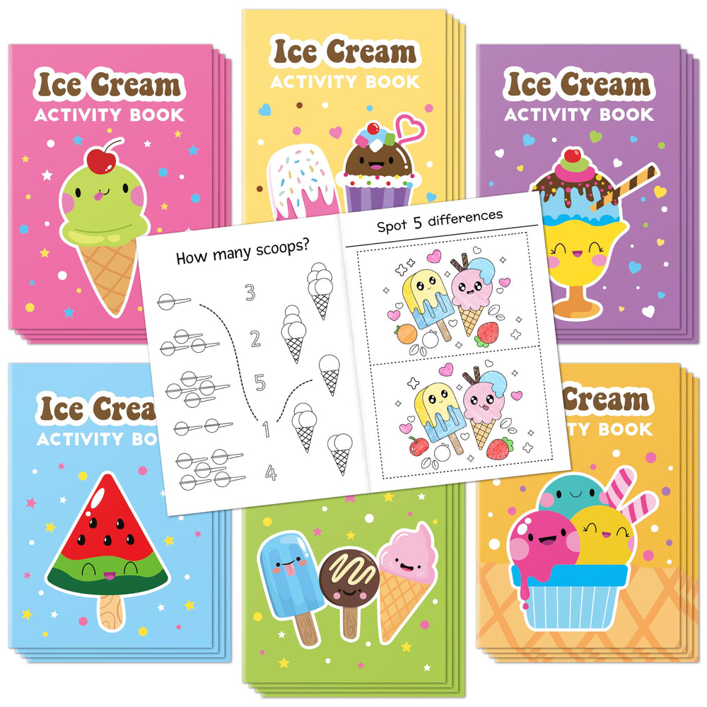 X1zuue ice cream activity book cover designs showing vibrant summer themes for kids
