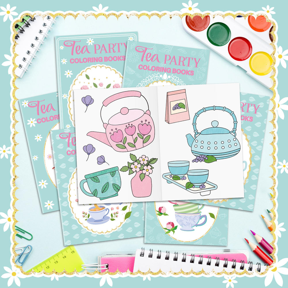 X1zuue kids tea party coloring supports fine motor skills.