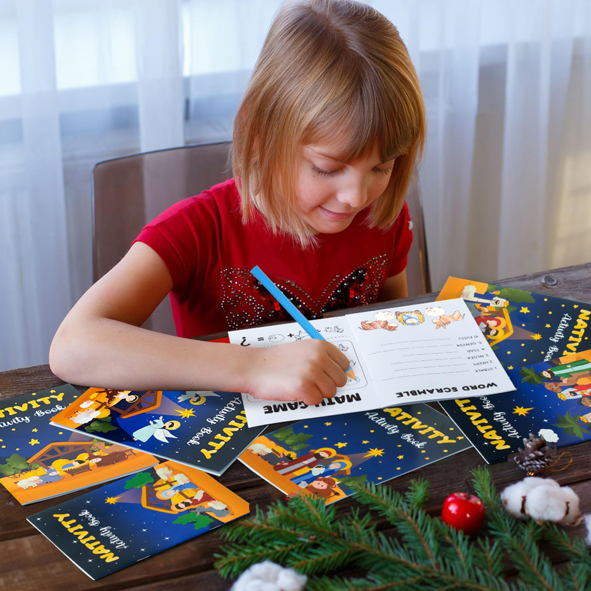 Six nativity styles spark imagination through coloring and puzzles.