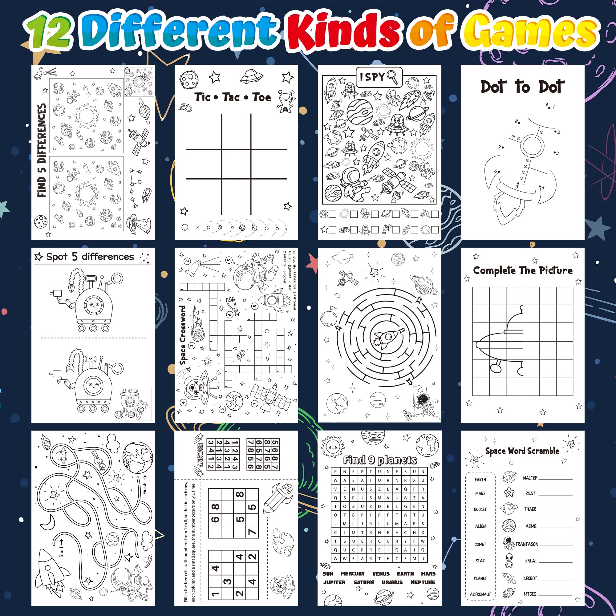 X1zuue space activity book mazes support problem solving and focus