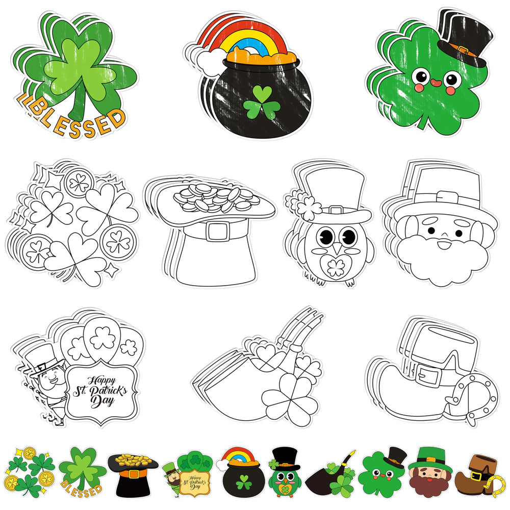 X1zuue St. Patrick's Day coloring card magnets ready for family art time