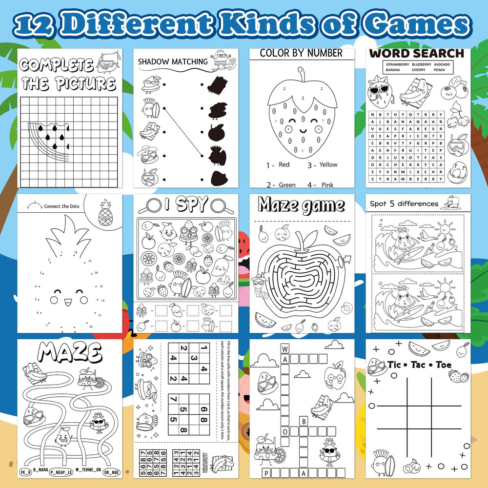 X1zuue summer fruit activity book coloring page highlights creativity and fine motor skills.
