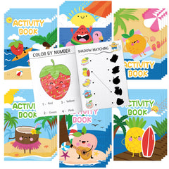 X1zuue summer fruit activity book cover shows bright tropical art, ideal for party favors.