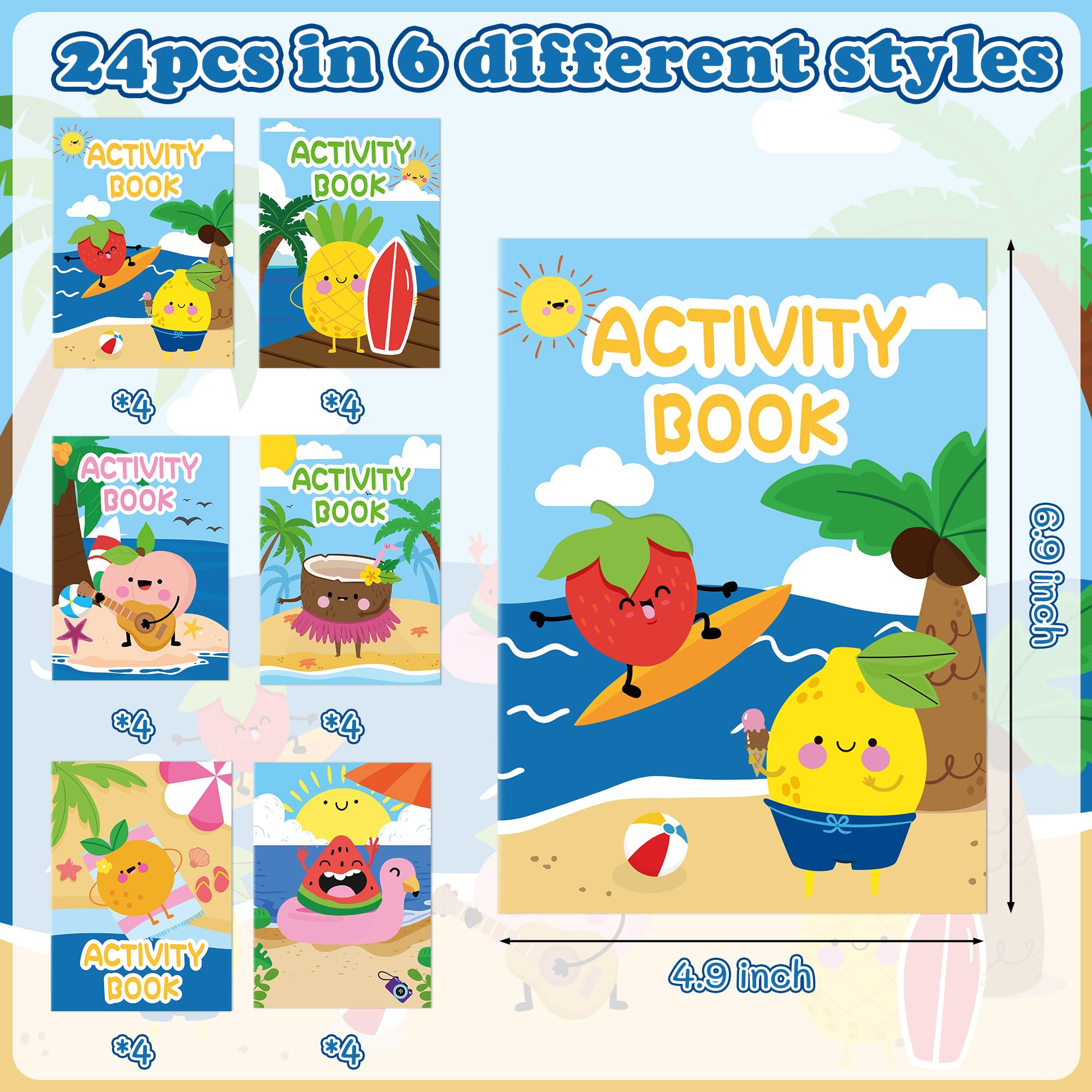 X1zuue summer fruit activity book inside pages feature colorful games that boost focus.